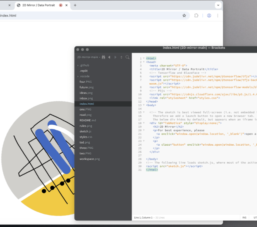 Playing around with 2D Mirror and Data Portrait with P5js and BlazeFace.