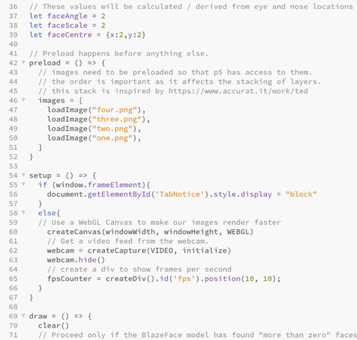 Playing around with 2D Mirror and Data Portrait with P5js and BlazeFace.