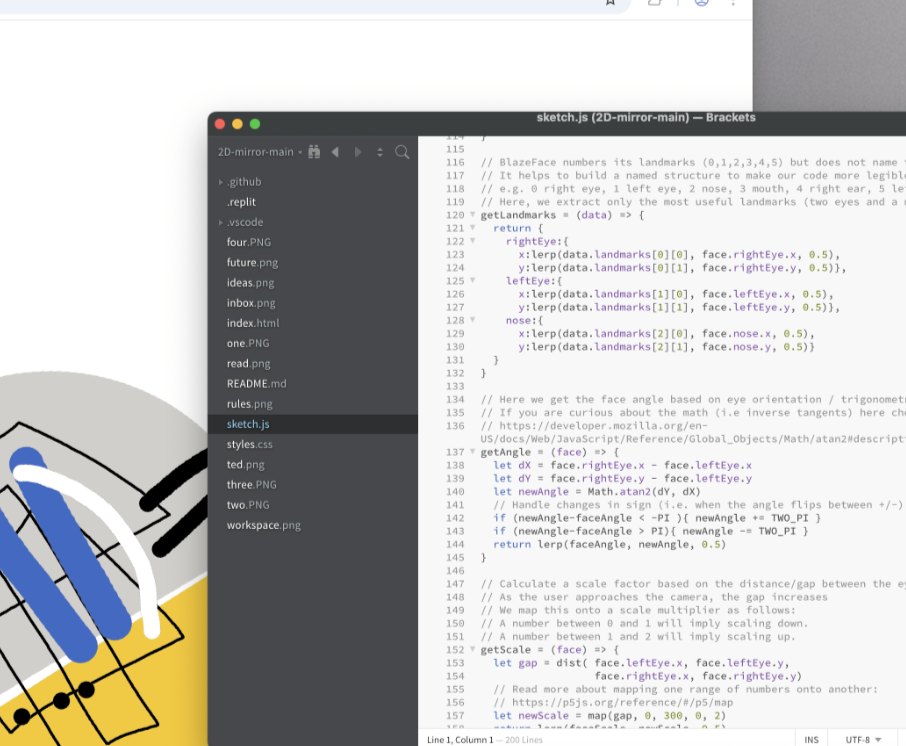 Playing around with 2D Mirror and Data Portrait with P5js and BlazeFace.