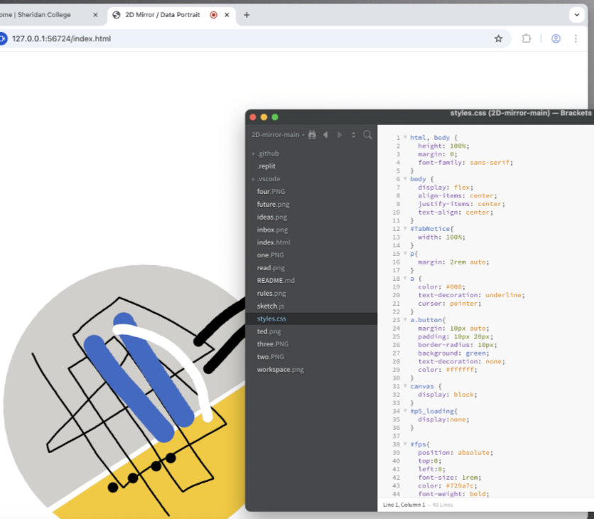 Playing around with 2D Mirror and Data Portrait with P5js and BlazeFace.